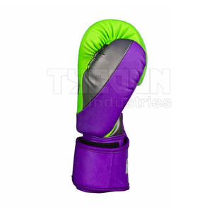 Gants de boxe durables Gants de boxe personnalisés avec votre propre logo Gants de boxe de couleur verte et violette - Product Image 3