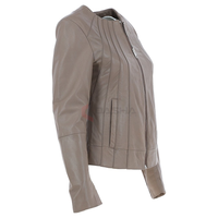 Blouson de motard en cuir de vachette et peau de mouton avec doublure en coton et laine brute, personnalisable OEM ODM, chaud et uni pour femme, idéal pour l'hiver
