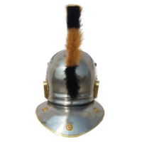 Casque de centurion romain avec panache noir et or Casque de soldat romain médiéval Cosplay Armure de chevalier pour reconstitution Costume équitable