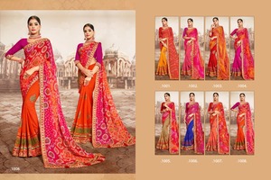 Saree de fiesta moderno de poliéster puro con borde de encaje Gotta Pati y borlas Reversible y sin arrugas - Product Image 2