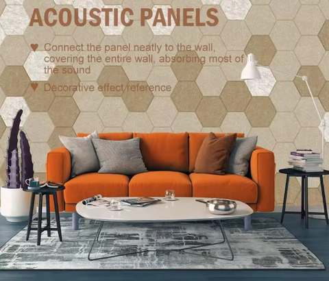Modern Hexagon Acoustic Panel Rubber Core Highly Effective Sound Absorption for Home for Living Room Bedroom Conference Rooms