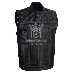 Cuero Natural motocicleta Hombres estilo clásico cuero chaleco motocicleta moda algodón forro transpirable alta calidad sin mangas - Product Image 1