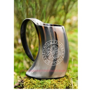 Auténtica taza de cuerno vikingo jarra pulida a prueba de fugas y olores para cerveza o decoraciones de Halloween artesanías naturales hechas a mano - Product Image 3