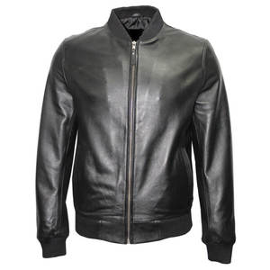 <b>jacket</b> for <b>men</b> <b>Sheepskin</b> <b>Men's</b> Coated Genuine Leather Varsity <b>Jacket</b> with Stand Collar Vintage Style Warm Fit Custom Logo OEM - Product Image 5