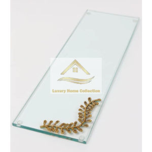 Bandeja de diseño abstracto rectangular de metal y mármol Bandeja de servicio de artículos de comida de lujo de alta calidad para uso en bodas y fiestas - Product Image 6