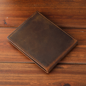 Cartera de Cuero Genuino para Hombre de Alta Calidad, Estilo Vintage, Corta, Impermeable, con Cierre Personalizado, Forro de Poliéster, Multifuncional y de Gran Capacidad - Product Image 1