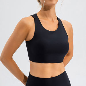 Women's Custom Logo Full <b>Supportive</b> Cotton Sports Bra Wholesale Tank <b>Top</b> Backless Yoga <b>Crop</b> Workout Plus Size Fitness Sports Bra - Product Image 1
