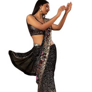 Ethique indienne Femmes Bollywood Style Doux Georgette Imprimé Numérique Causal Festive Wear Saree Non Cousu - Product Image 1