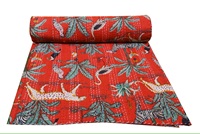 Selimut Quilt Kantha cetak Safari hutan blok tangan India lempar/ratu/King Kantha, seprai katun, selimut penutup tempat tidur Kantha Queen