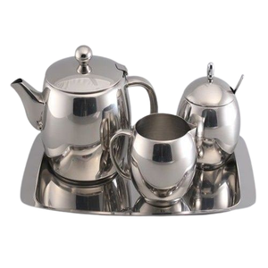 ชุดน้ำชาสแตนเลสหรูหรา ดีไซน์สวยงาม ทนทาน สีเงิน สำหรับคนรักชาที่บ้านและที่ทำงาน และการรับรองแขก - Product Image 2