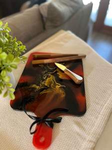 Elegant Wooden And Resin Chopping Board With Polished Finish Perfect For Serving Cheese Snacks Desserts And Fruits - Product Image 4