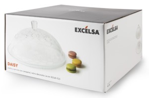 Assiette de service ronde en verre transparent décorée à la main, modèle « Daisy », avec bouton, pour présentation, fabriquée par procédé de rotation - Product Image 5