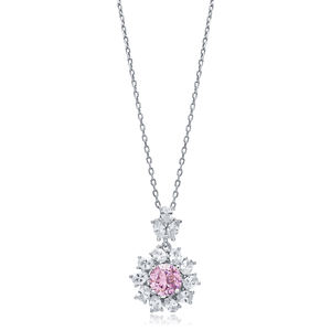 Rond Rose CZ Pierre Fleur Conception 925 Argent Charme Collier Turc Fabriqué À La Main En Gros Bijoux - Product Image 1
