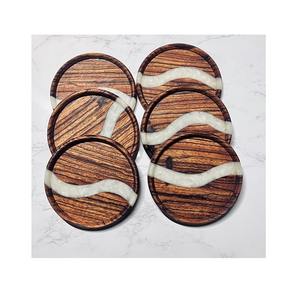 Ensemble de sous-verres en bois fait à la main Design antique avec plateau de service de tasse à thé royale Style rustique pour une utilisation en cuisine Bureau Maison de grande valeur - Product Image 3