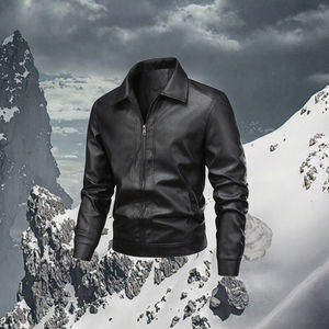 Chaqueta de Cuero PU Vintage para Hombre, Diseño Explosivo Resistente al Viento, Cierre de Cremallera, Larga, Moderna, Chaqueta de Invierno para Hombre - Product Image 3