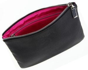 Trousse de toilette en cuir unisexe, trousse à cosmétiques de maquillage, pochette utilitaire 100% en cuir véritable noir - Product Image 2