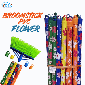 Manche de balai en PVC à motif floral, nettoyage domestique et de jardin, manche en bois - Product Image 2