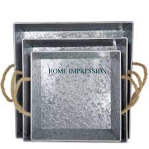 ใหม่ถาดเสิร์ฟโลหะชุบสังกะสีแบบทำมือทรงกลมสติกเกอร์เคลือบใช้ทำอาหารปลอดภัยดีไซน์ทันสมัยราคาไม่แพงมาก - Product Image 3