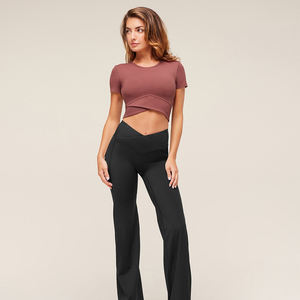 Haut de sport sans couture léger pour femme, taille XL, vêtements de sport personnalisés, tendance, fitness, pilates, haut de yoga en gros - Product Image 5