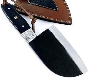 2025 couperet de couteau serbe en acier au carbone fait main professionnel avec lame tranchante de rasoir et gaine en cuir en vente - Product Image 2