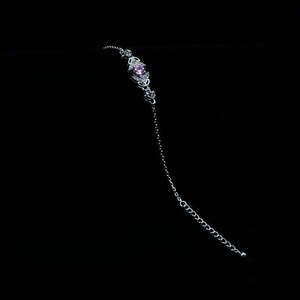 สร้อยข้อมือคริสตัลสีชมพูซาร์กันประดับด้วยลายดอกไม้สีเงิน - Product Image 4