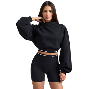 Sweat-shirt pour femme en gros, logo personnalisé, poids lourd, décontracté, uni, surdimensionné, en molleton, personnalisable, doux, streetwear - Product Image 4