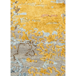 พรมขนสัตว์และไหมไผ่ถักมือสีเทาและดำ ลายแบบนามธรรม รุ่น Srb(702) สำหรับใช้ในบ้าน - Product Image 3