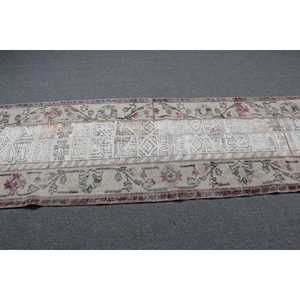 Tapis turc vintage 2,7x8,2 pieds, tapis en laine blanche - Product Image 3