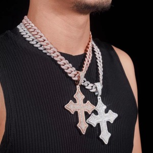 Pendentif personnalisé en laiton plaqué or avec logo initial 5A nom de style diamant cubique pour les fêtes bijoux et breloques Hip Hop - Product Image 6