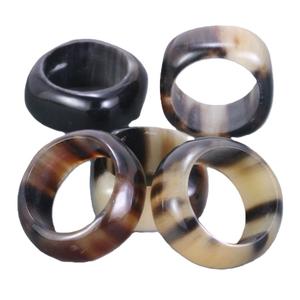 Anillos de dedo hechos de cuerno de búfalo y buey sostenibles Anillos de dedo ajustables de cuerno de buey de diseño natural para joyería Bohemia - Product Image 3