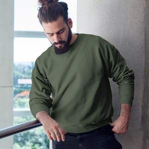 2026 Vente en gros personnalisée Sweat-shirt pour homme respirant à col rond en molleton de coton Vert OD, style streetwear oversize, couleur olive - Product Image 5