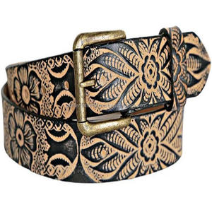 Handcrafted Full Grain One Piece Premium Western Leather Tooling <b>Belt</b> Hand Carved Floral Embossed Stylish Western <b>Cowboy</b> <b>Belt</b> - Product Image 5