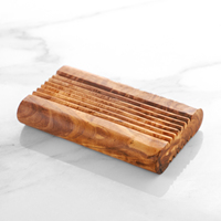 ArtisRaw Porte-savon rectangulaire moderne en bois d'olivier écologique, design méditerranéen, auto-drainant, pour salle de bain, surface personnalisable 1