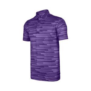 Polo de golf pour hommes avec impression par sublimation et broderie à motif solide en tissu jersey polyester spandex de VN - Product Image 6