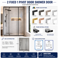 Pintu Kamar Mandi 3 Panel Kaca Pivot 8mm Mudah Dibersihkan, Mewah untuk Vila, Hotel, Kamar Mandi, dan Ruangan Basah, Pembuat Kustom, Penutup Kamar Mandi