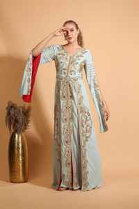 ชุดเดรสคาฟทันโมร็อกโกสำหรับผู้หญิงไซส์ใหญ่ ปักลาย 3 มิติ พร้อมโลโก้ด้านหน้า เอวธรรมชาติ ผลิตตามแบบ ODM - Product Image 2