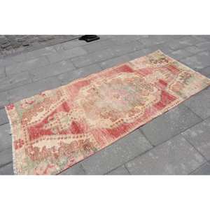 Alfombra Kilim de lana Oriental rojo Beige 3,2X7,3 pies alfombras rectangulares de área grande turca respaldo de látex 10Mm 3 Patchwork para habitación de pasillo - Product Image 2