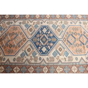 Alfombra Turca, Alfombra Vintage de 3.5x5.8 pies, Alfombra de Lana con Diseño de Plantas y Árboles Azules - Product Image 4