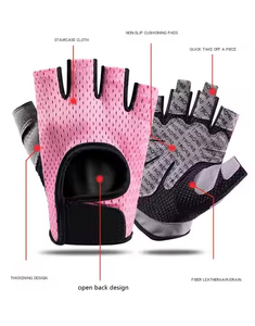 ถุงมือแข่งรถครึ่งนิ้วสำหรับผู้หญิงถุงมือเล่นกีฬาใช้ยกยิมฟิตเนสได้โลโก้ออกแบบได้ตามต้องการ - Product Image 2