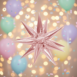 Palloncini Metallici Estrella Multipunta in Lamina Oro Rosa 66cm, Confezione da 12 Pezzi - Product Image 3