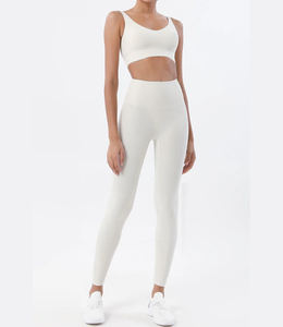 Conjunto de entrenamiento para mujer, mallas fruncidas de cintura alta, Sujetador deportivo de apoyo, ropa deportiva suave y transpirable para Yoga, correr de talla grande - Product Image 3