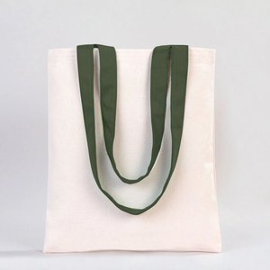 14 X 16 (35x40 Cm) Custom 10 oz Canvas <b>Purse</b> with <b>Green</b> Handles Solid <b>Green</b> Color Cotton Lining Simple Decoration with Letter - Product Image 5