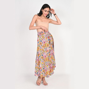 Traditional and Modern Designs Reversible Sari <b>Long</b> Wrap <b>Skirt</b> for Women - Product Image 3