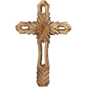 Croix murale en bois sculptée à la main de grande qualité avec motif floral et fretwork de feuilles Vintage Religieux Home Decor Tenture murale - Product Image 6