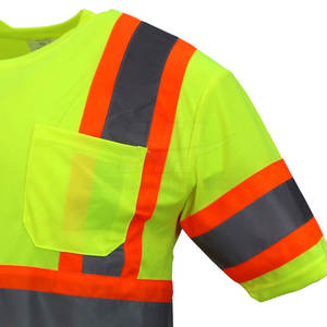 T-shirts de travail pour hommes, vêtements de travail haute visibilité, bande réfléchissante, certifiés CE, polyester, pour la construction, l'industrie, la sécurité routière - Product Image 5