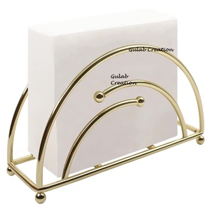 ZAMZAM IMPEX Golden Metal <b>Wire</b> Classic Napkin Holder Dining <b>Table</b> Stylish Tabletop Tissue Organizer Handmade Multi-function - Product Image 1