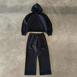 Winter <b>Tracksuit</b> 100% Cotton for Men 420GSM Pullover Hoodie and Joggers Custom Oversized Fit Streetwear Two Piece - Product Image 3