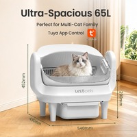 Bac à litière semi-ouvert intelligent pour chat, nettoyage automatique, contrôle des odeurs, design facile à nettoyer, 65L