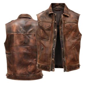 Chaleco de Motociclista de Cuero Genuino Resistente para Hombre con un Aspecto Clásico Distintivo que Ofrece una Construcción Robusta y un Ajuste Cómodo para Conducir - Product Image 6