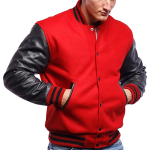 Unisex Letterman <b>Jacket</b> High Quality Custom <b>Red</b> Leather Sleeves Winter Embroidery Plain Dyed Slim Fit 2025 - Product Image 2